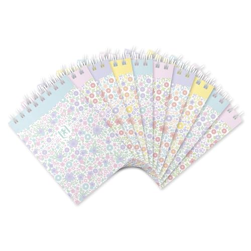 Oxford Notizblock A7 Floral liniert 140 Seiten, Kopfspiralbindung, 4 Designs, 10 Stück von Oxford