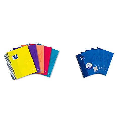 Oxford Notizblock klein, A6 Spirale Notizbuch, 120 Blatt, kariert, sortiert, 5er Pack & Collegeblock A5 kariert, mit Rand links, 80 Blatt, blau, 5 Stück Oxford Notizblock klein, A6 Spirale Notizbuch, 120 Blatt, kariert, sortiert, 5er Pack & Collegeblock A5 kariert, mit Rand links, 80 Blatt, blau, 5 Stück von Oxford