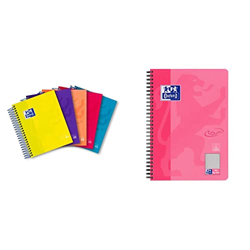 Oxford Notizblock klein, A6 Spirale Notizbuch, 120 Blatt, kariert, sortiert, 5er Pack & Touch Collegeblock B5 kariert, mit Rand links, 80 Blatt, pink Oxford Notizblock klein, A6 Spirale Notizbuch, 120 Blatt, kariert, sortiert, 5er Pack & Touch Collegeblock B5 kariert, mit Rand links, 80 Blatt, pink von Oxford
