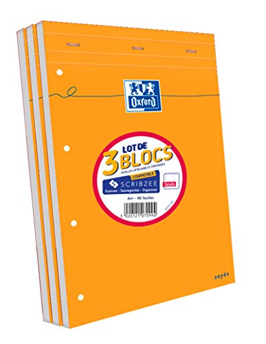 OXFORD 3 Stück Notizblöcke, gelocht, orange, A4 + große Karos, Seyès-Karos, 80 Blatt, geheftet, Deckblatt beschichtet, Orange OXFORD 3 Stück Notizblöcke, gelocht, orange, A4 + große Karos, Seyès-Karos, 80 Blatt, geheftet, Deckblatt beschichtet, Orange von Oxford