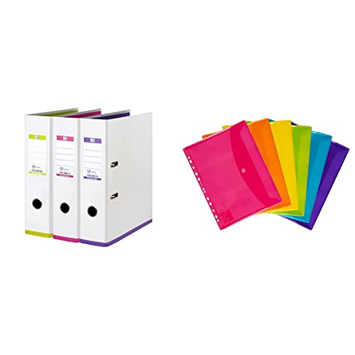 Oxford Ordner A4, MyColour, 8 cm breit, zweifarbig weiß sortiert, 3 Stück & Dokumenten-Mappen A4, Taschen mit Klett-Verschluss, zum Abheften, sortiert, 6er Pack Oxford Ordner A4, MyColour, 8 cm breit, zweifarbig weiß sortiert, 3 Stück & Dokumenten-Mappen A4, Taschen mit Klett-Verschluss, zum Abheften, sortiert, 6er Pack von Oxford
