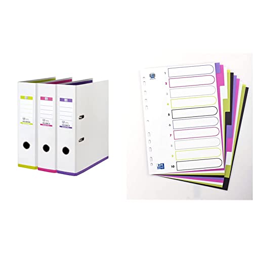 Oxford Ordner A4, MyColour, 8 cm breit, zweifarbig weiß sortiert, 3 Stück & myColour Kunststoff-Register A4, blanko, 10 Blatt, 10-teilig, multicolor Oxford Ordner A4, MyColour, 8 cm breit, zweifarbig weiß sortiert, 3 Stück & myColour Kunststoff-Register A4, blanko, 10 Blatt, 10-teilig, multicolor von Oxford