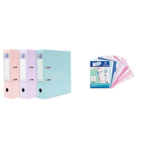 Oxford Ordner A4, pastell, 8 cm breit, Kunststoff, 3 Farben, 3 Stück mit Oxford Strongline DIN A4 Register aus Kunststoff, 5-teilig, Pastell-Farben, blickdicht, für A4 Ordner mit 2 oder 4 Ringen Oxford Ordner A4, pastell, 8 cm breit, Kunststoff, 3 Farben, 3 Stück mit Oxford Strongline DIN A4 Register aus Kunststoff, 5-teilig, Pastell-Farben, blickdicht, für A4 Ordner mit 2 oder 4 Ringen von Oxford