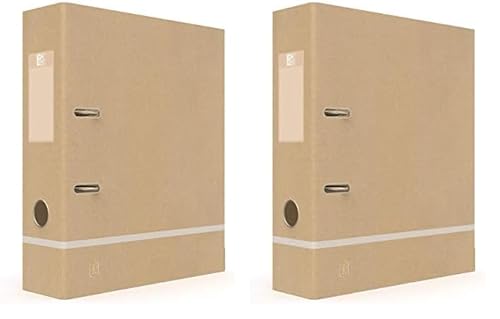 Oxford Ordner mit Hebelmechanik, A4, Rücken 80 mm, 2 Ringe, Umschlag aus Kraftpapier, Farbe Beige und Weiß gefrostet (Packung mit 2) von Oxford