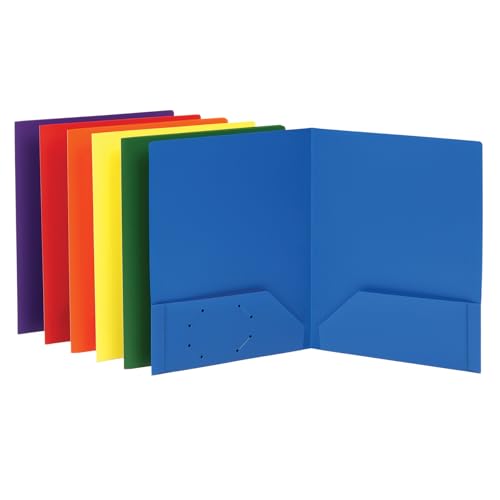 Oxford Ordner mit Taschen, robuster Kunststoff, zwei Fächer, verschiedene Farben (15187), Brief, 6 Stück pro Packung von Oxford