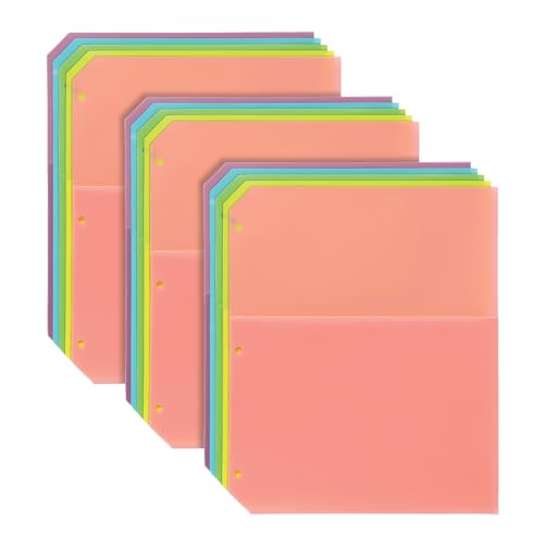 Oxford Poly-Binder-Trennblätter, Doppeltasche, 3-Loch-Organizer, Pastellfarben, 5 nicht haftende Organizer, 3 Stück Index-Trennblätter (59801) von Oxford