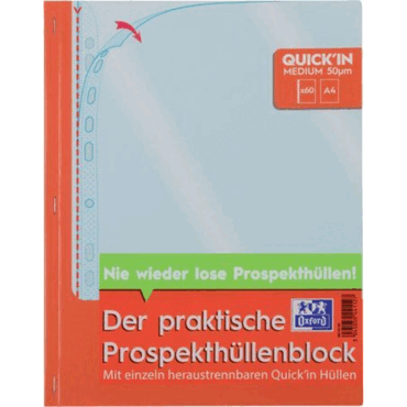 Oxford Prospekthüllenblock Economy Quick'In A4 PP 0,05mm glasklar blen von Oxford