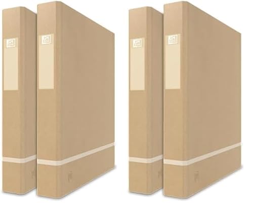 Oxford Ringbuch A4, 35 mm breit, 2 Ringe Ringe-Ø25mm, gut für die Umwelt, beige, 2 Stück (Packung mit 2) von Oxford