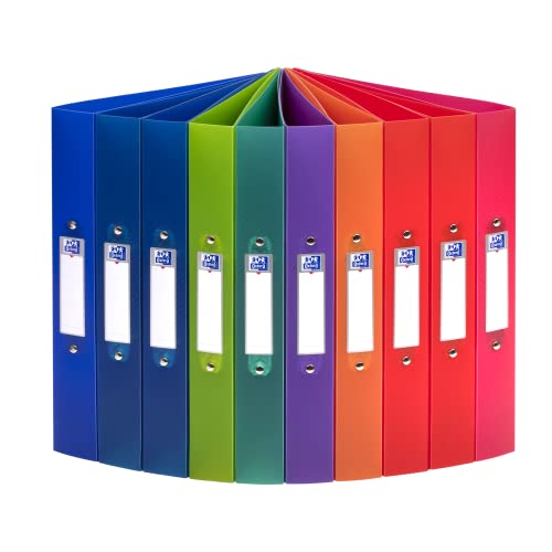 Oxford Ringbuch A4, Rückenbreite 4 cm, 2 Ringe, Kunststoff, 8 Farben, 10 Stück von Oxford