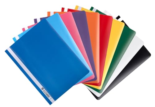 Oxford Schnellhefter A4, aus PP, Kunststoff, für ca. 160 DIN A4-Blätter (Klassisch, 10 Farben, 1 Packung) von Oxford