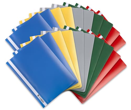 Oxford Schnellhefter A4, aus PP, Kunststoff, für ca. 160 DIN A4-Blätter (Klassisch, 5 Farben | 10 Hefter, 2 Packungen) von Oxford