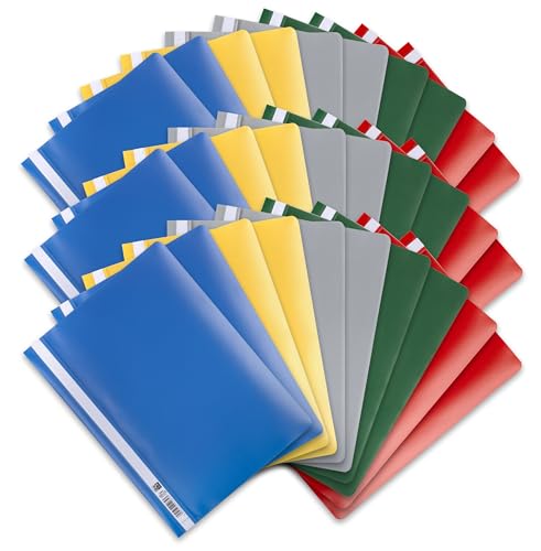 Oxford Schnellhefter A4, aus PP, Kunststoff, für ca. 160 DIN A4-Blätter (Klassisch, 5 Farben | 10 Hefter, 3 Packungen) von Oxford