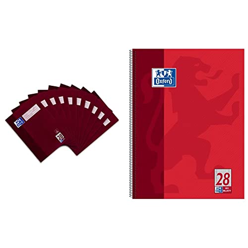 Oxford Schulheft A4, kariert, mit Doppelrand, 32 Blatt, bordeaux, 10 Stück & Collegeblock A4 kariert, mit Doppelrand, 80 Blatt, rot, 1 Stück Oxford Schulheft A4, kariert, mit Doppelrand, 32 Blatt, bordeaux, 10 Stück & Collegeblock A4 kariert, mit Doppelrand, 80 Blatt, rot, 1 Stück von Oxford