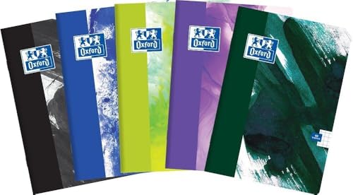 Oxford Schulheft A5 Kladde 60 karierte Blätter mit Seitenrand, Optik Paper 90 g, weicher laminierter Umschlag, Notizblock Set für Büro & Schule, 5 Stück-Packung, Farbenmix Oxford Schulheft A5 Kladde 60 karierte Blätter mit Seitenrand, Optik Paper 90 g, weicher laminierter Umschlag, Notizblock Set für Büro & Schule, 5 Stück-Packung, Farbenmix von Oxford