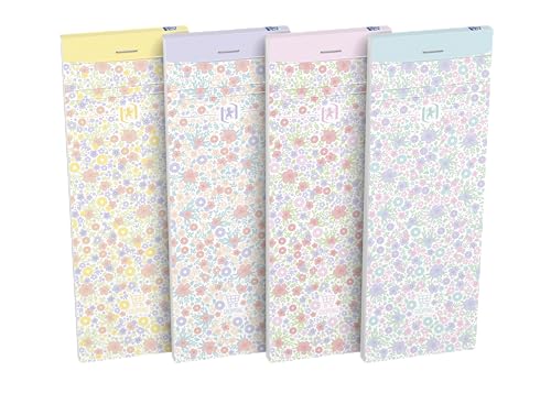 Oxford Shopping-Planer Floral liniert, 120 Seiten, 7,4x21cm, 4 Blumen Designs, 10 Stück von Oxford