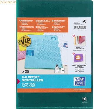 Oxford Sichthülle Premium A4 PVC-Folie 0,15mm VE=25 Stück grün Oxford Sichthülle Premium A4 PVC-Folie 0,15mm VE=25 Stück grün von Oxford
