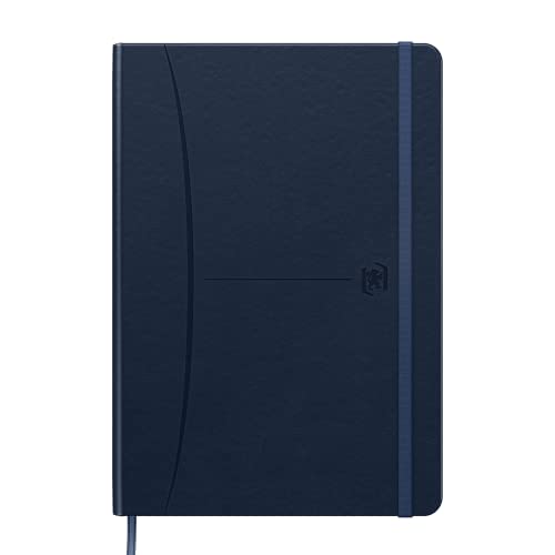 Oxford Notizbuch A5 kariert, Signature, 160 Seiten, Hardcover mit Kunstleder, blau, 1 Stück von Oxford