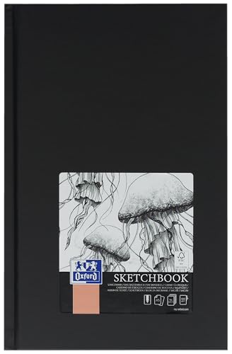 Oxford Skizzen-Buch A5 Hardcover mit Fadenheftung gebunden, 192 Seiten, 100g Papier, schwarz, 1 Stück von Oxford