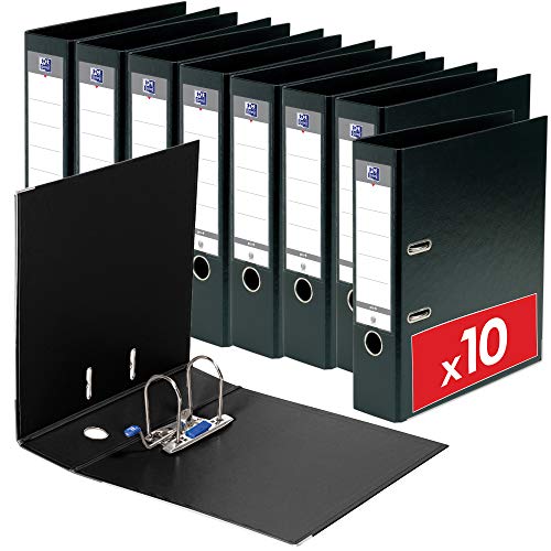 Oxford Akten-Ordner A4, smart Pro plus, 8 cm breit, Kunststoff Ordner, schwarz, 10 Stück von Oxford