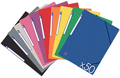 Oxford TopFile+ Dokumentenmappe, 3 Klappen, A4, Gummibandverschluss, 10 verschiedene Farben, 50 Stück Oxford TopFile+ Dokumentenmappe, 3 Klappen, A4, Gummibandverschluss, 10 verschiedene Farben, 50 Stück von Oxford