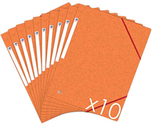 Oxford Topfile+ 10 Stück Mappen, Karton, 3 Klappen, Format A4, Gummibandverschluss, Farbe: Orange Oxford Topfile+ 10 Stück Mappen, Karton, 3 Klappen, Format A4, Gummibandverschluss, Farbe: Orange von Oxford