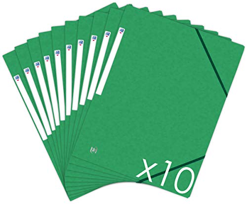 Oxford Topfile+ 10 Stück Schnellhefter aus Karton, 3 Klappen, Format A4, Gummibandverschluss, Farbe: Grün Oxford Topfile+ 10 Stück Schnellhefter aus Karton, 3 Klappen, Format A4, Gummibandverschluss, Farbe: Grün von Oxford