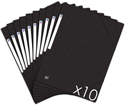 Oxford Topfile+ Dokumentenmappe, 3 Klappen, DIN A4, mit Gummizug, 10 Stück, Schwarz von Oxford