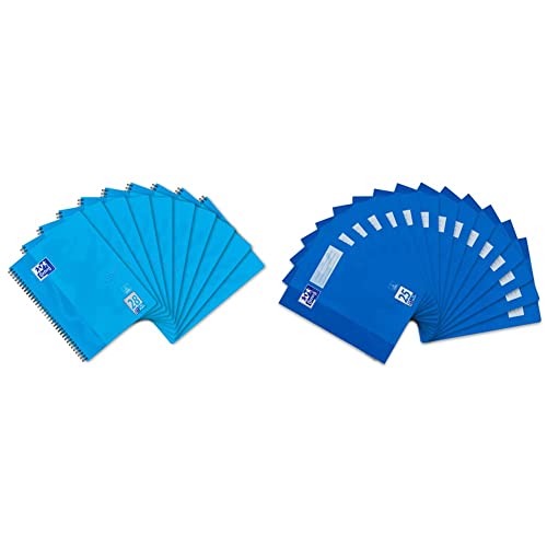 Oxford Touch Collegeblock A4 kariert, mit Doppelrand, 80 Blatt, blau, 10 Stück & Schulheft A4, liniert, mit weißem Rand, 16 Blatt, blau, 15 Stück Oxford Touch Collegeblock A4 kariert, mit Doppelrand, 80 Blatt, blau, 10 Stück & Schulheft A4, liniert, mit weißem Rand, 16 Blatt, blau, 15 Stück von Oxford