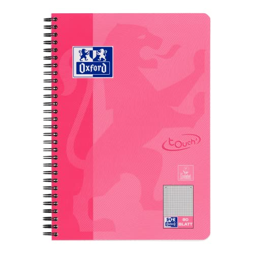 Oxford Touch Collegeblock B5 kariert mit Rand, 80 Blatt, pink von Oxford