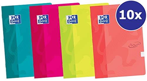 Oxford Touch Notizbuch liniert 10er Pack 4 Farben A5 72 Seiten 90g Flexibler Kartondeckel von Oxford