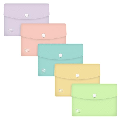 Oxford Urban Dokumenten-Tasch A6, Brieftasche aus Kunststoff, blickdicht sortiert pastell, 5 Stück von Oxford