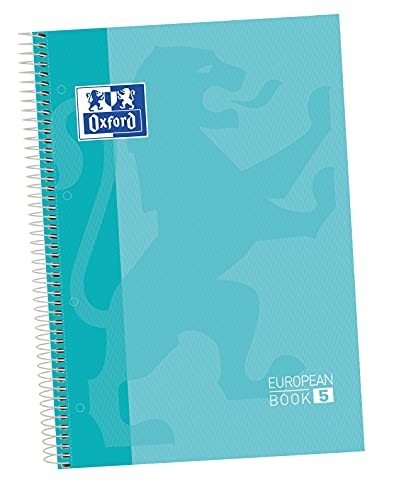 Oxford. Europeanbook 5 School Classic Notizbuch, mikroperforiert, 5 Streifen, Einband, A4+, 120 Blatt, kariert, 5 x 5 mm, Farbe Ice Mint. von Oxford