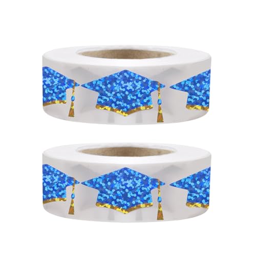 2 Rollen Glitzernde Abschlusskappen Aufkleber Kleber Papier Aufkleber Für Hochschulabsolventen Partyversorgungen 1000 PCS Round Festival Decal von Oxtxuzdm