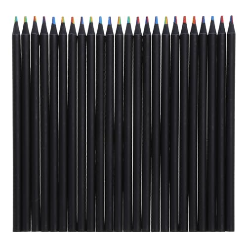 12/24pcs Schwarze Holzregenbogenstifte Mehrfarbige Bleistifte Verschiedene Farben Kunstzubehör Für Kinder Zeichnen Färbung Multikolor Vorschärft Multicoloror von Oxxggkao