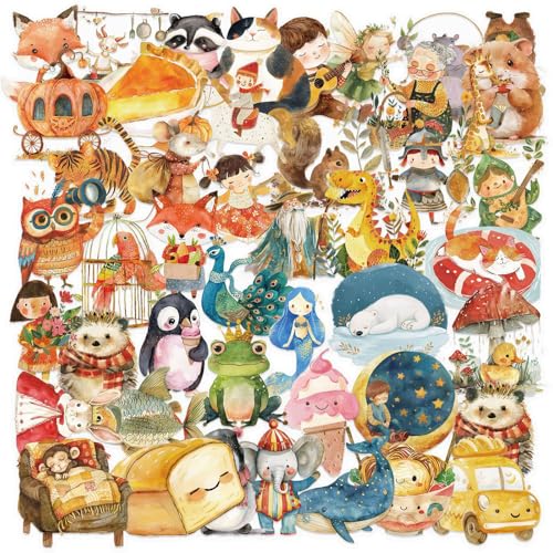 50 Blätter Feen Tale Aquarellaufkleber Aufkleber Aufkleber Aufkleber Dekorative Label Scrapbook Sticker Gepäckaufkleber Für Laptop Retro Aufkleber Dekorative Aufkleber Gepäckaufkleber Aufkleber von Oxxggkao