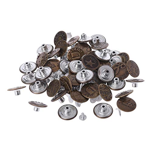 50 Stück gemischte Metallknöpfe, kein Nähen, Ersatzknöpfe, 20 mm, Bastelzubehör von Oxxggkao