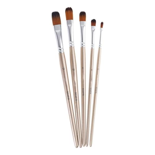 5pcs Pinsel Set Nylon Hair Professioneller Künstler Aquarell Acrylkunst Malerei Holzgriff Künstler Tool Kit Kit von Oxxggkao
