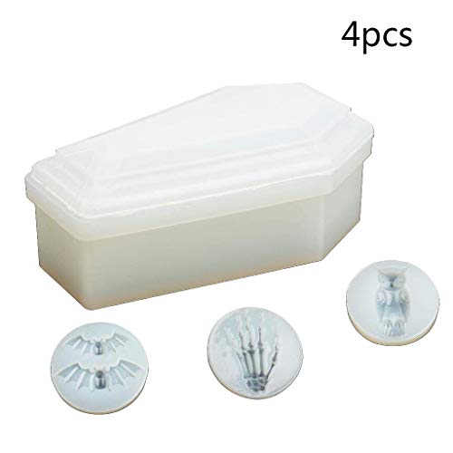 Epoxidharz Silikonform Sargbox Form Schmuckstück Fledermaus Fledermaus Eul Schädel Hände Form Keychain Kerze Ton MAKE MACHTEN MACHTE SET von Oxxggkao