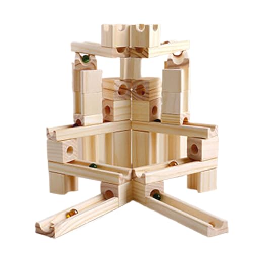 Oxxggkao 60pcs Hölzerne Marmorstrecke Baugruppe Bausteine ​​Laufen Ball Puzzle Kinder Bildungsspielzeug Kinder Geschenkspielzeug Ausbildung von Oxxggkao