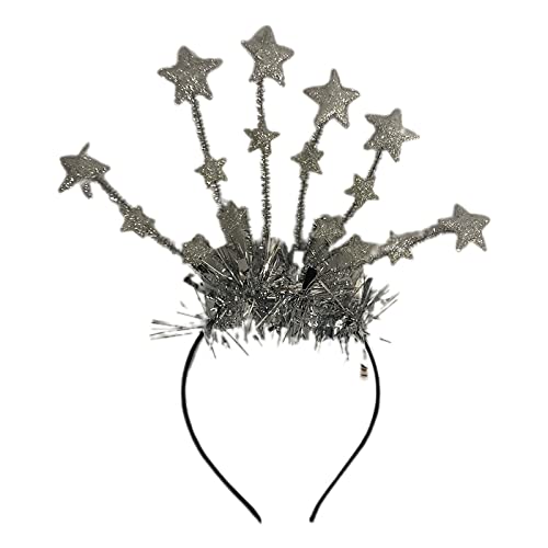 Oxxggkao Glitzerstern-Haarreifen für Neujahr, Pailletten, Sterne, Stirnbänder, Weihnachtsfeier, Lametta, Foto-Requisiten, Urlaubsbedarf, Jahr, Haarbänder, Jahresabend, Partyzubehör von Oxxggkao