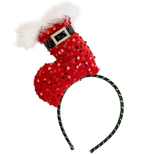 Oxxggkao Neujahrs-Stirnband, Foto-Requisiten, lustiger Partyhut, Karaoke-Party, Haarreifen, Weihnachten, Pailletten, für Weihnachten, Bühne, Kinder, Weihnachtsmannmütze von Oxxggkao