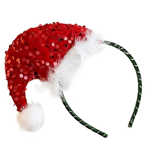 Oxxggkao Neujahrs-Stirnband, Foto-Requisiten, lustiger Partyhut, Karaoke-Party, Haarreifen, Weihnachten, Pailletten, für Weihnachten, Bühne, Kinder, Weihnachtsmannmütze von Oxxggkao