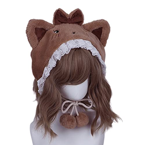 Oxxggkao Niedliche Ohrkappe, Cartoon-Hut, All-Match, Plüsch, Kätzchen, Geschenk, Weihnachten, Neujahr, Valentinstag, Mützen, Damen-Accessoires, Winter von Oxxggkao