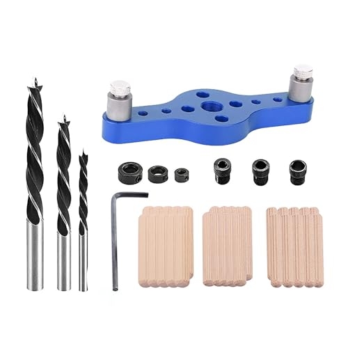 Vertikaler Taschenloch Jig Bohrlokator Holzbearbeitung 6/8/10mm Holzdübelmitte Bohrführer Kit Center Locator Holzstecker Bohrbohrer Set von Oxxggkao