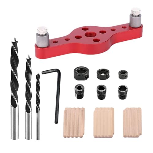 Vertikaler Taschenloch Jig Bohrlokator Holzbearbeitung 6/8/10mm Holzdübelmitte Bohrführer Kit Center Locator Holzstecker Bohrbohrer Set von Oxxggkao