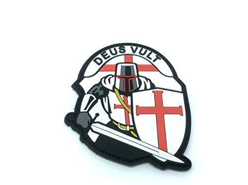 Oxycute GD 'Deus Vult' Knights Templar Morale Patch PVC Airsoft Paintball Klett Emblem Abzeichen (1 Stück, 80mm x 70mm, Schwarz) Oxycute GD 'Deus Vult' Knights Templar Morale Patch PVC Airsoft Paintball Klett Emblem Abzeichen (1 Stück, 80mm x 70mm, Schwarz) von Patch Nation