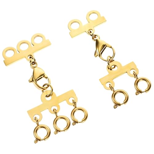 2 Stück Ketten Layering Verschluss Gold,2,3 Stränge Geschichtete Armbänder Halskettenverbinder,Kettenverschluss Edelstahl,Armband Verschluss,DIY Mehrere Stränge Halskettenverschlüsse Stapelbare von Oykrueats