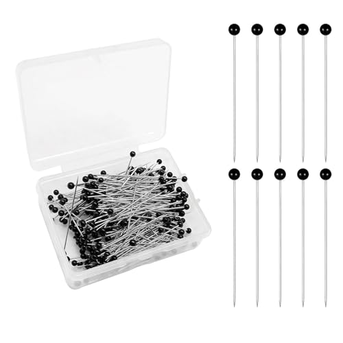 250 Stück Stecknadeln mit Kopf Groß 38 mm,Stecknadeln Schwarz,Glaskopfnadeln,Kunststoffkopf,für Schmuck Hertstellung Nähen Handwerk Basteln Nähprojekte Jewelry Komponenten Dekoration von Oykrueats