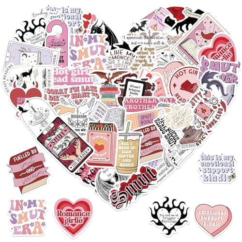 52 Stück Aesthetic Bookish Sticker Set,Süße Wasserfeste Anime Aufkleber für Laptop,Aesthetic Bookish Sticker,Doodle-Aufkleber zum Lesen,für Koffer,Kindle,Tagebücher,Sammelalben,Laptops von Oykrueats