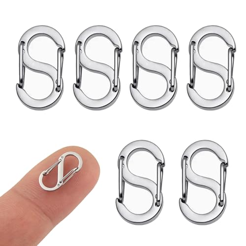 6 Stück Karabiner Mini,S Karabiner Klein,Edelstahl Armbandverschluss Verbindungsstück,Kurzer Armband Verschluss,Silbrig S Karabiner Mini,für Halskette,Armband,Reißverschluss,Geeignet von Oykrueats